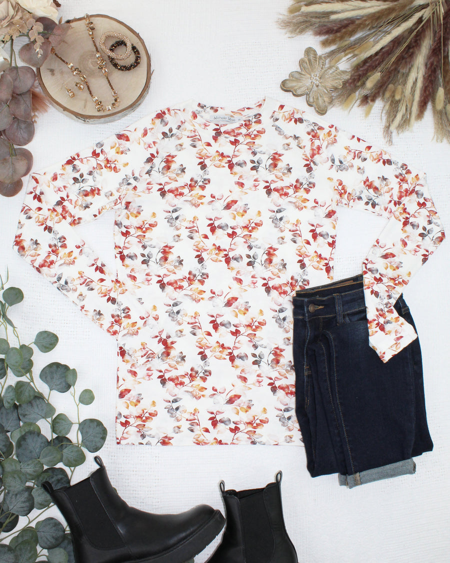 WAREHOUSE ONLY Blair Long Sleeve Top - Autumn Watercolor