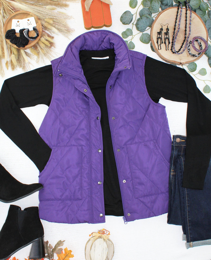 WAREHOUSE ONLY Remy Zip Up Vest - Purple