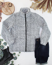 WAREHOUSE ONLY Two Tone Fullzip Sherpa - Charcoal and White