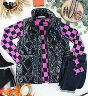 WAREHOUSE ONLY Remy Zip Up Vest - Shiny Black