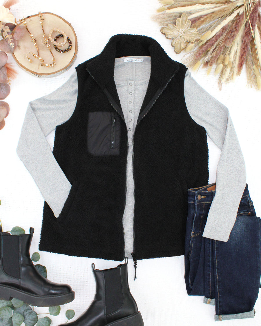 WAREHOUSE ONLY Sherpa Vest - Black