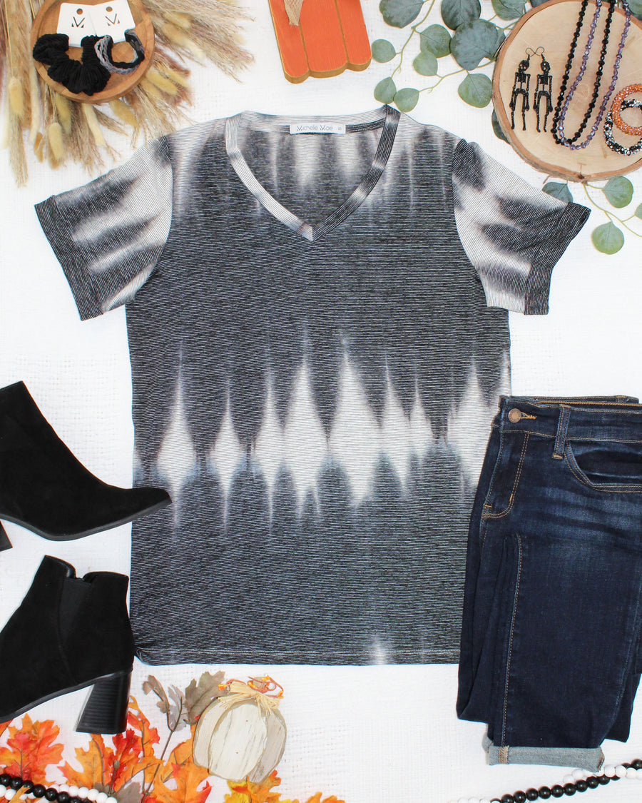 WAREHOUSE ONLY Sophie Top - Ombre Micro Stripes Midnight and White