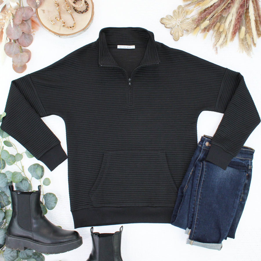 WAREHOUSE ONLY Tatum Quarter Zip - Black