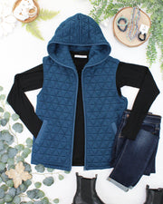 WAREHOUSE ONLY Heather Geometric Hooded Vest - Teal