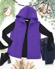 WAREHOUSE ONLY Heather Geometric Hooded Vest - Purple