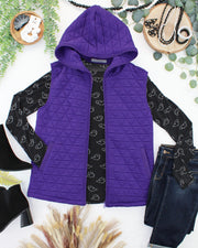 WAREHOUSE ONLY Heather Geometric Hooded Vest - Purple