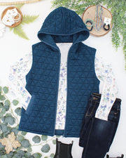 WAREHOUSE ONLY Heather Geometric Hooded Vest - Teal