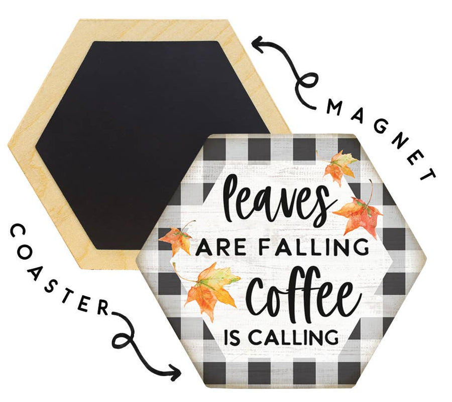 Leaves Falling Plaid - Honeycomb Coasters
