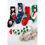 Plush Cozy Christmas Theme Socks: MIX COLOR / ONE