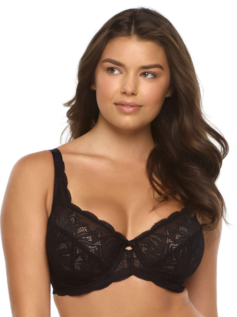 Peridot Unlined Lace Bra- Black